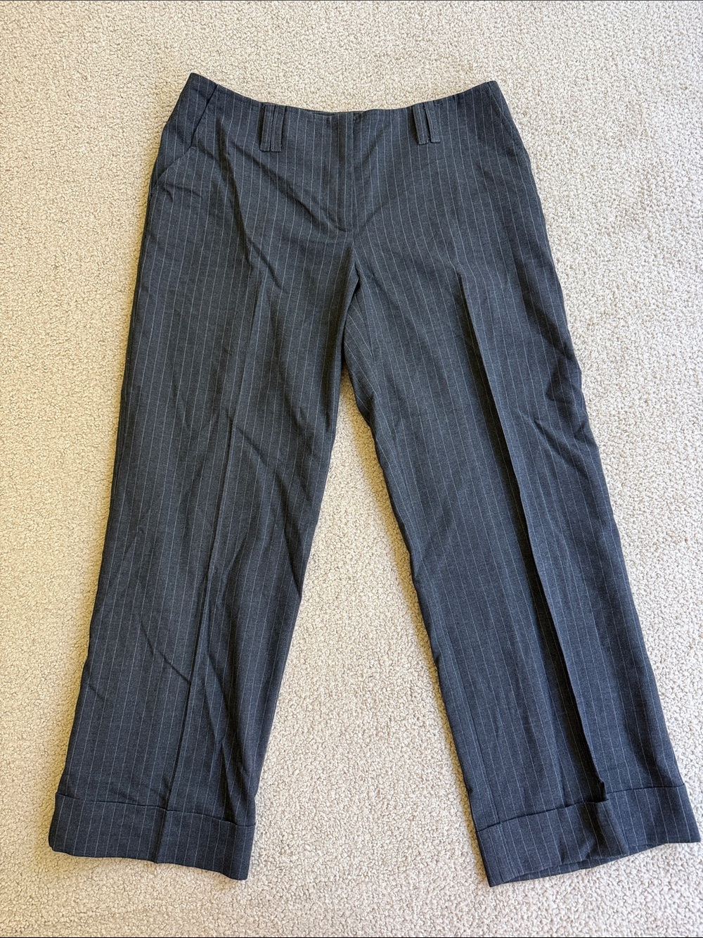 To the Max Dark Charcoal Pinstripe Dress Pants